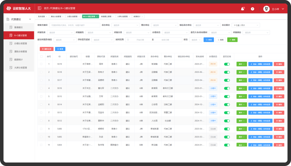 代表建议办理-后台系统